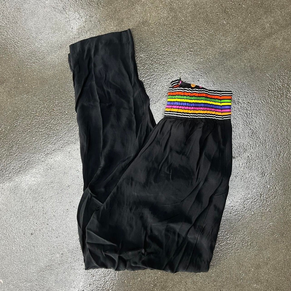 Vintage Platinum‎ Black High Waisted Rainbow Waist Pants 24x27